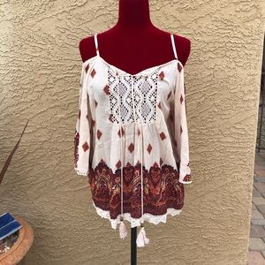 Off the Shoulder Long Sleeve Blouse